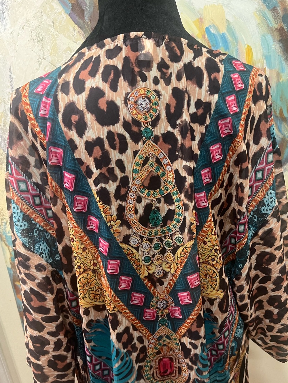 VENUS Mixed Print Leopard Maxi Kimono Duster Cover Up NWT - Picture 7 of 14